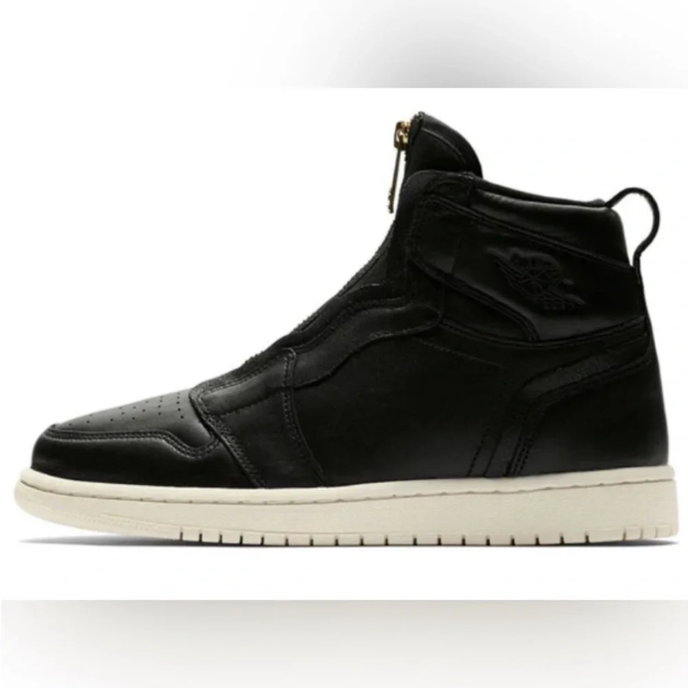 Air Jordan 1 Retro High Zip Black Sail Leather Gold Women’s 7.5 Punk Streetwear